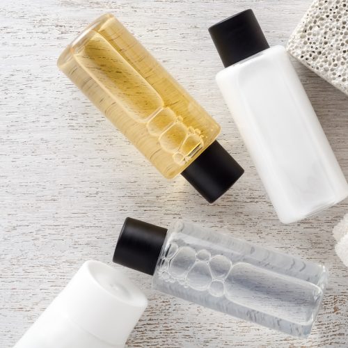 Travel size personal care plastic bottles